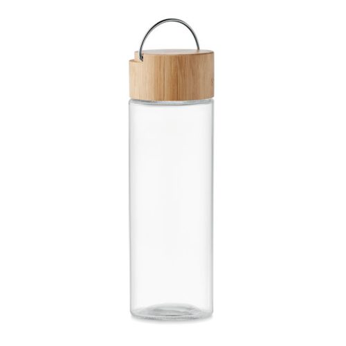 Sticla de apa sport, Everestus, 22FEB1346, 500 ml, Ø6x20.5 cm, Sticla, Bambus, Transparent, saculet inclus