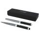 Set cadou pix sylus si roller stylus, Luxe, EE01, metal, argintiu, negru, breloc inclus din piele ecologica si metal