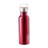 Sticla sport, 800 ml, ø72×242 mm, Everestus, 20FEB8488, Otel inoxidabil, Bambus, Rosu, saculet inclus