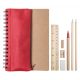 Set agenda A5 si pix, 7 piese, 155×210×9 mm, Everestus, 20FEB10274, Hartie reciclata, Rosu, Natur, lupa de citit inclusa